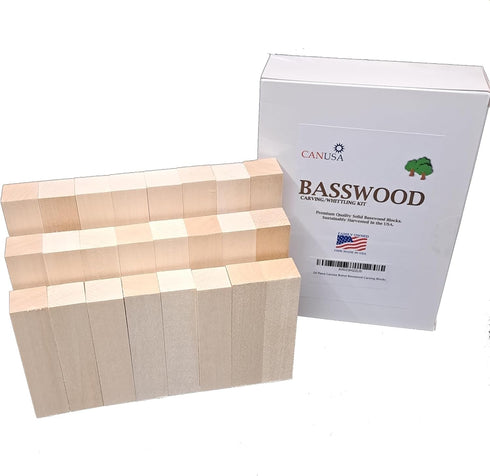 24 Piece Premium Beginners Basswood Carving/Whittling KIT. Suitable for Kids or Adults, Beginner to Expert. 100% Made in The USA!...