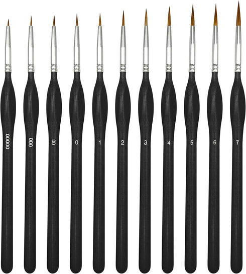 Fine Detail Paint Brushes Set 11pcs, Miniature Painting Brushes Kit for Oil, Acrylic, Models,Watercolor and Gouache, Nylon Hair Paint Brush, Profe...
