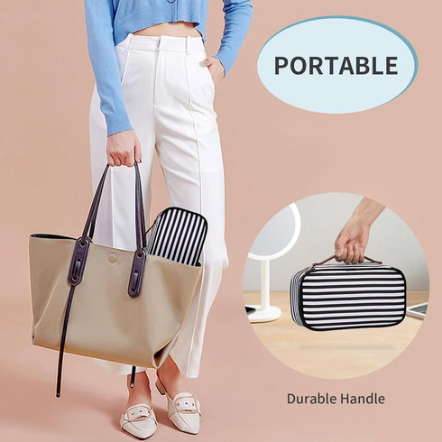 OCHEAL Small Cosmetic Bag,Portable Cute Travel Makeup Bag for Women and girls Makeup Brush Organizer cosmetics Pouch Bags-Black/White Stripes...