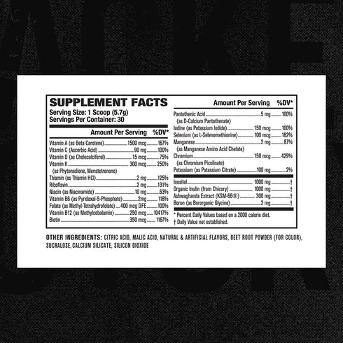 Jacked Factory Vita XT Performance Vitamin Powder - Daily Multivitamin Powder for Men with KSM-66 Ashwagandha, Prebiotic Fiber, Vitamin A, C, D, K...