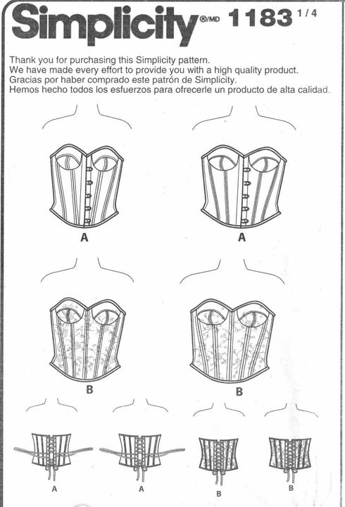 Simplicity US1183AA Plus Size Corset Sewing Pattern for Women, Sizes 20W-28W...