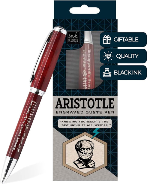 Inkstone Aristotle Enlightened Quote Pen Knowing Yourself is the Beginning of All Wisdom...