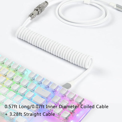 C01Pro Coiled USB C Cable for Gaming Keyboard,Nylon Braided Mechanical Keyboard Cable with Detachable Metal Aviator,Double-Sleeved,Pro Custom Type...