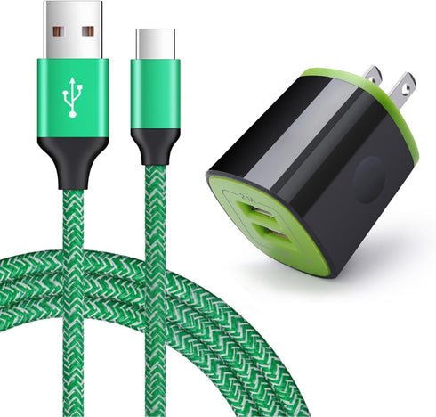 2.1A USB Charging Block Brick Box Cube+6ft Type C Fast Charging Charger Cable for LG K51 Stylo 6/5/4 G8 V60,Moto G Stylus/Pure Z4,Google Pixel 8 7...