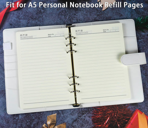 A5 Binder Cover with Magnetic Buckle Closure, 6 Ring A5 PU Leather Binder Personal Notebook for Organizing Planner Refill Pages, Photo Card Binder...