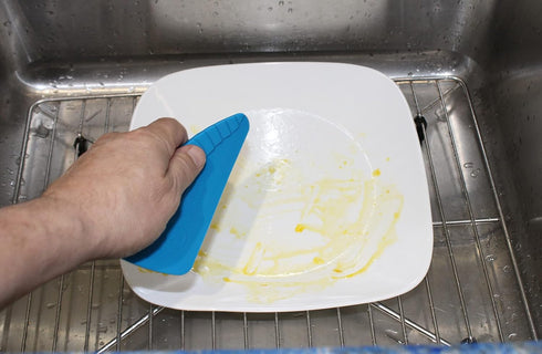 Dependable Industries Set of 2 Plate Scourer Squeegee Sponge Countertop Dish Cleaner Scraping Tool Silicone Eco-Friendly Reusable Kitchen Bathroom...