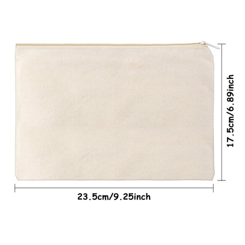 10 Pieces Cosmetic Bag Multipurpose Makeup Bag with Zipper Cotton Canvas Bag Travel Toiletry Pouch DIY Craft Bag (L, Beige)...