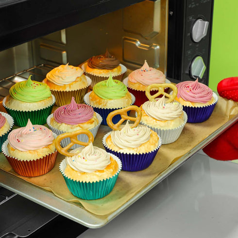 Gifbera Mini Foil Cupcake Liners Metallic Wrappers Muffin Baking Cups 300 Count, Navy Blue...