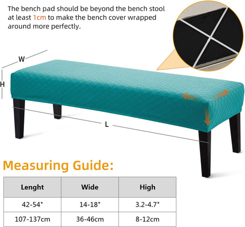 YISUN Jacquard Dining Bench Covers, Stretch Washable Removable Bench Slipcover, Rectangle Bench Seat Protector Cover for Dining Rooms, Living Room...