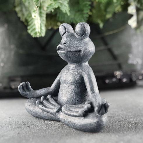 Zen yoga frog meditation frog miniature statue slimming frog fitness frog garden statue frog decoration for lawn & garden decoration (premium gray...