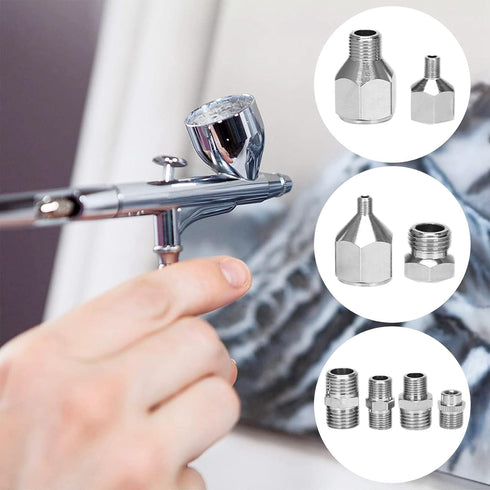 8 PCS Airbrush Adaptor Kit Compressor Connector Set 1/4 to 1/8 Threaded Plug for Connecting for Compressor and Airbrush Hose...
