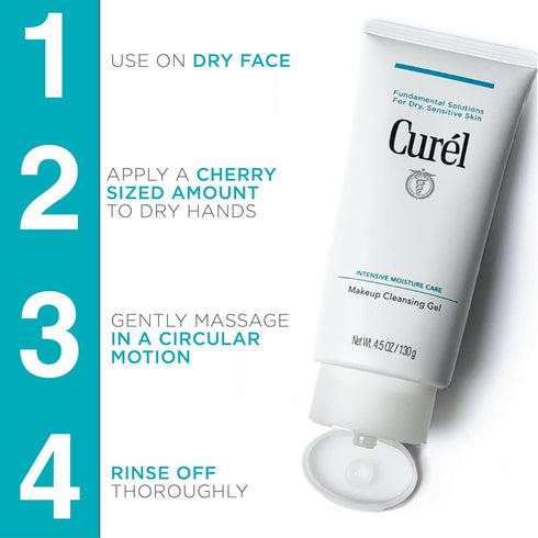 Curel Japanese Skin Care Makeup Cleansing Gel, Gentle Facial Cleanser for Dry, Sensitive Skin, pH-Balanced and Fragrance-Free Japanese Skincare, 4...