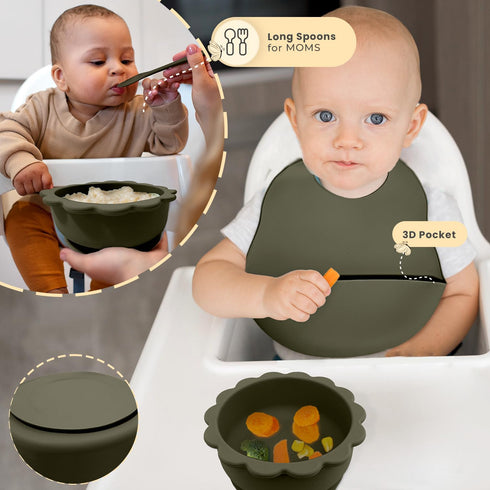 Baby Feeding Set of 4–Made from Premium Food-Grade & BPA-Free Silicone Baby Weaning Set –Durable & Eco-Friendly Toddler Plates, Safe Baby Feeding ...