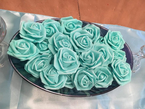 3 x 1.6 x 3 inches 100pcs DIY Real Touch 3D Artificial Foam Rose Head Without Stem for Wedding Party Home Decoration (100pcs, Tiffany)...