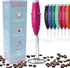 Elementi Electric Milk Frother with Stand - Drink Mixer Handheld & Drink Frother - Coffee Whisk - Pink Coffee Maker - Electric Frother - Espumador...