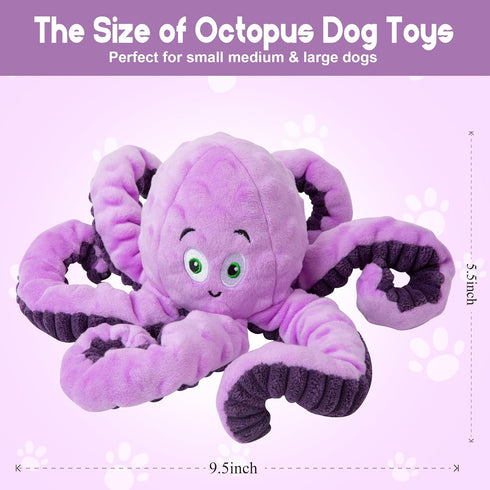 Dog Toys for Large Breed, Octopus Squeaky Funny Cute Interactive Medium & Small Dog Toys, Stuffed Plush Animals Puppy Toys, Dog Birthday for Dog P...