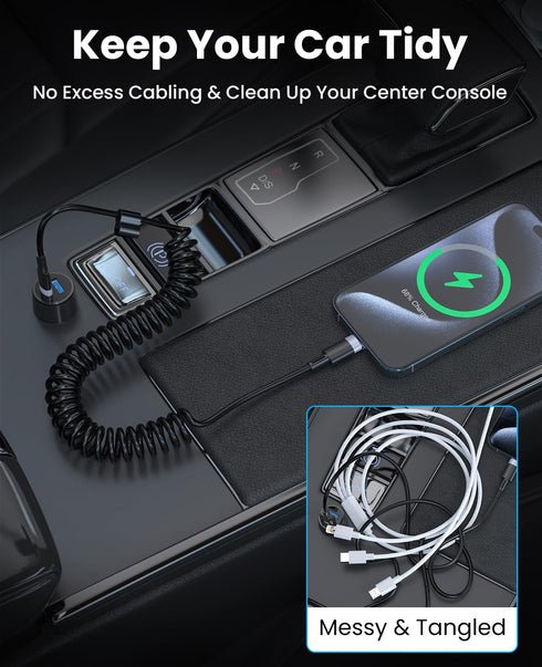 Coiled USB A to USB C Cable, 2 Pack, 3 FT, CarPlay and Android Auto Cable Compatible with iPhone 15, MacBook, Galaxy S23...