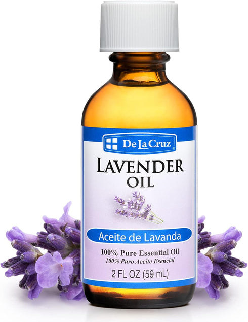 De La Cruz Lavender Essential Oil Steam-Distilled - 100% Pure Lavender Oil for Aromatherapy 2 Fl Oz (Pack of 1)...