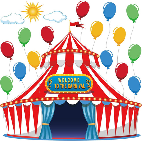gisgfim Circus Decorations Carnival Party Bulletin Board Cutouts for Classroom Large Carnival Tent Bulletin Board Cut Outs Circus Theme Party Deco...