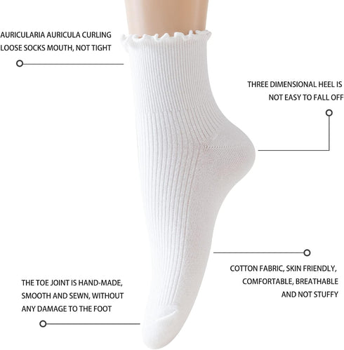 Cute Ruffle Ankle Socks for Women - Soft Cotton Knit Lettuce Low Cut Frilly Crew Socks...