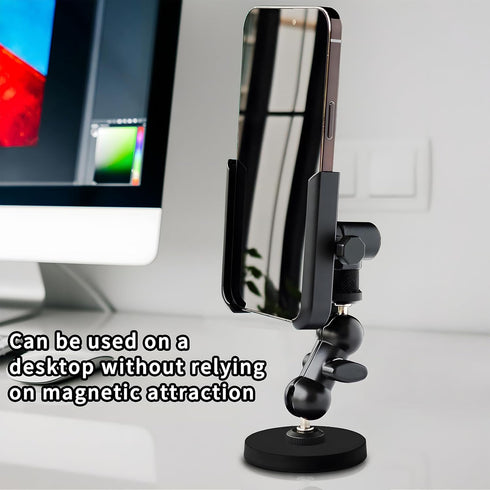 Metal Magnetic Phone Mount with Video Recording Stand, Gym Phone Holder,Attracts to Any Ferrous Metal Surface, Designed for Gym, Motorcycles Tank,...