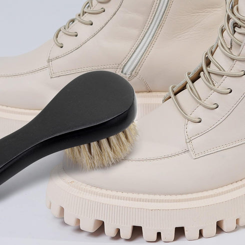 Premium Shoe Polish Brush Set - Horse Hair Brushes, Shoe Polish Applicator for Leather Footwear - Shoe Brushes for Cream & Polish - Made of White ...
