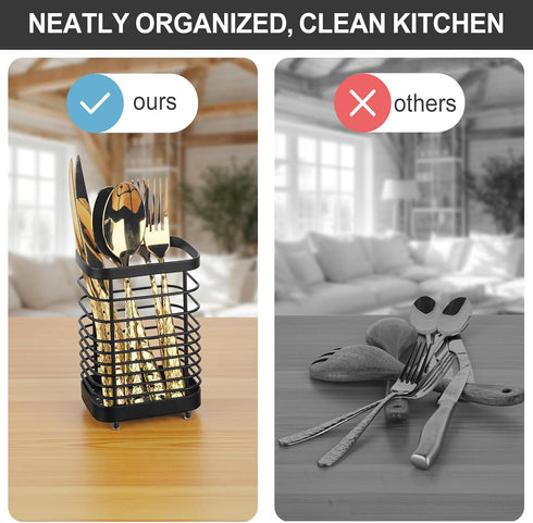 Utensil Holder Kitchen Utensil Organizer for Countertop Durable and Rust-Resistant Kitchen Utensils Holder for a Neat & Stylish Kitchen Setup?Blac...