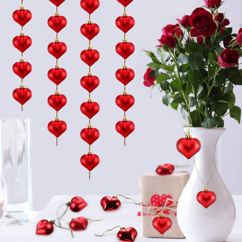 Frienda 24 Pcs Valentine Heart Shaped Ornament Heart Ornaments Christmas Tree Baubles Hanging Decoration for Valentine Wedding Anniversary Mother'...