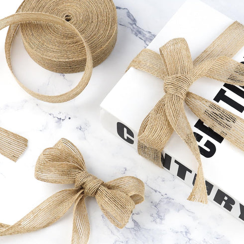 21 Yard Burlap Wired Ribbon, Natural Burlap Fabric Roll for Holiday Party DIY Handmade Artist Home Decor Packaging,Tree Decoration,Outdoor Decorat...