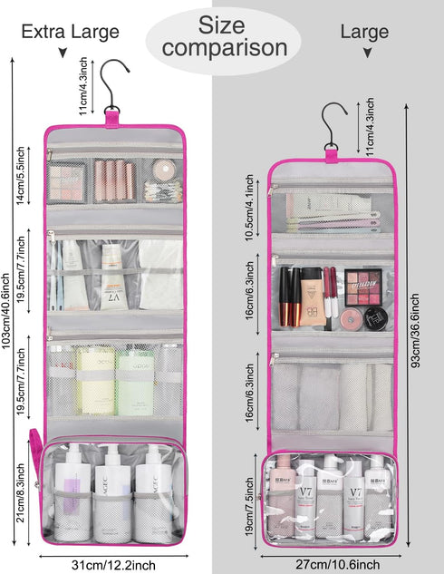 Relavel Travel Hanging Toiletry Bag for Men Women Extra Large Travel Kit Shaving Bag Waterproof Large Makeup Bag Wash Bag Makeup Organizer Cosmeti...