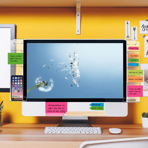 Monitor Memo Boards for Computer, Set of 3 (Left & Right & Bottom) Multifunction Acrylic Screen Message Reminder Pad Side Panels Phone Holder - Ut...