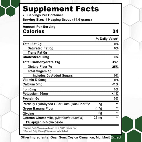 SleepBiotic Prebiotic Fiber Blend - Prebiotic Fiber Powder w/German Chamomile & Green Banana Flour - Prebiotic Powder Fiber Supplement for Healthy...