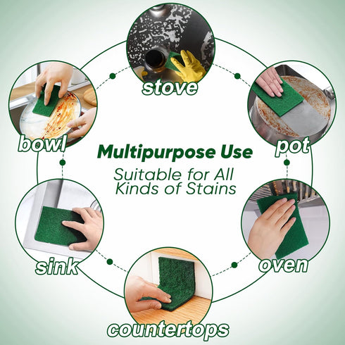 HOMEXCEL Heavy Duty Scouring Pad, 24 Pack Green Scrubbing Pads, Dish Scrubber Reusable for Cleaning, Multipurpose Scrub Pads for Household Kitchen...