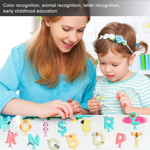 26pcs Suction Cup Letters Toys, Washable Alphabet Educational Toys Learning Spelling Games Educational Bath Toys Kids Interactive Toys Alphabet Le...