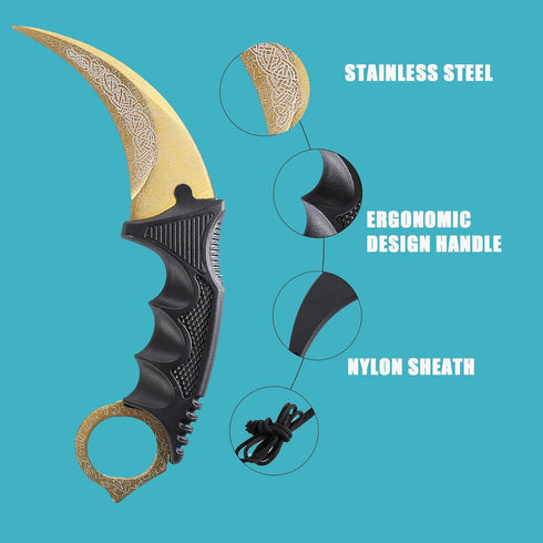 2 Pieces Karambit Knife Fixed Blade Tactical Camping Tool,Outdoor Hunting Knife with Sheath and Cord, Suitable for Hiking, Adventure, Survival and...