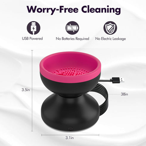 Reiyu Makeup Brush Cleaner Machine, Efficient Electric Makeup Brush Cleaner, Automatic Spinning Make Up Brush Cleaner Fit for All Size Cosmetic Br...