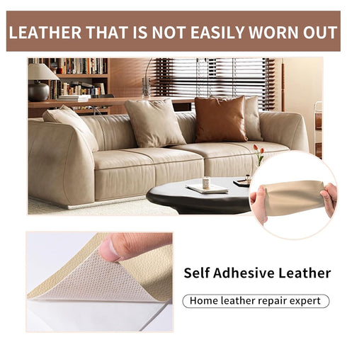 Leather Repair Patch Tape, Light Beige 3 x 61 Inches Self Adhesive Leather Repair Kit for Furniture, Car Seat,Vinyl Leather Repair Kit for Office ...