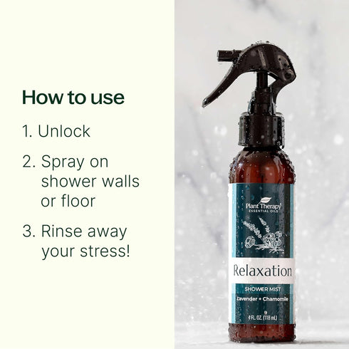 Plant Therapy Relax Shower Steamer Mist 4 oz Aromatherapy Spray for Spa, Made with Pure & Natural Essential Oils, Calming & Soothing, Deodorizer f...