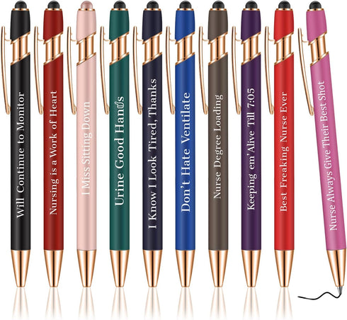 Nurse Pens,for Work Funny Pens Black Ink Ballpoint Pens Gift for Coworker Doctor Nurses Nursing Students Women Men on Nurses week Nurse's day (Sty...