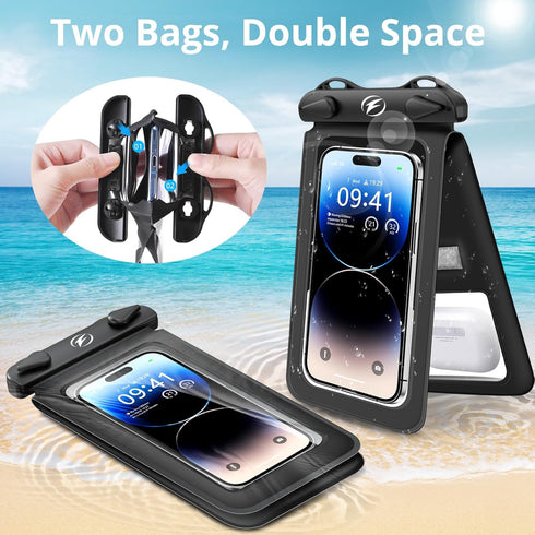 seynli Double Space Waterproof Phone Pouch - Waterproof Phone Case with Lanyard Support up to 8.0'', Water Proof Phone Case Floating Compatible wi...