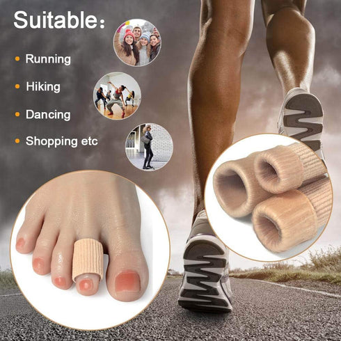 Cuttable Toe Tubes Sleeves 5 Pack Made of Elastic Fabric Lined with Silicone Gel. Toe Sleeve Protectors Relief Toe Pressure Pain, Corn and Calluse...