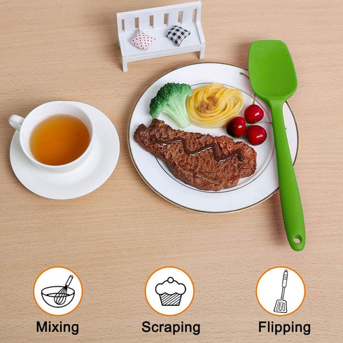 uxcell Silicone Spatula Set Heat Resistant Kitchenware Flipping Turner Non Stick Spatula for Cooking Baking and Mixing Green...
