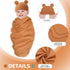 2 Sets Newborn Infant Swaddle Hat Infant Bear Ear Beanie Baby Receiving Blankets Newborn Swaddle Wrap Hospital Receiving Blankets for 0-6 Mouths U...