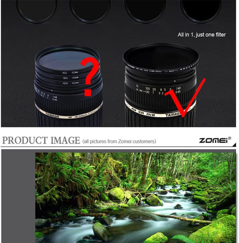 Zomei 77mm Ultra Slim ND2-ND400 Fader Variable Neutral Density Adjustable ND Lens Filter Optical Glass...