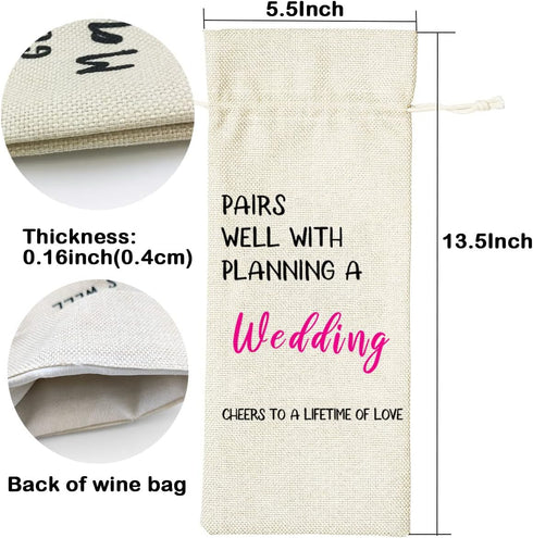 LANBAIHE Wedding Gifts Wine Bag, Wedding Couples, Bride and Groom Wine Gift, Linen Wine Gift Bag,Reusable Wine Bag...