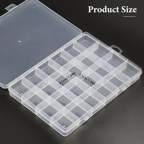 4 Pack Clear Plastic Organizer Box 24 Grids Plastic Organizer Box with Fixed Dividers Clear Storage Container Jewelry Box for Beads Art DIY Crafts...