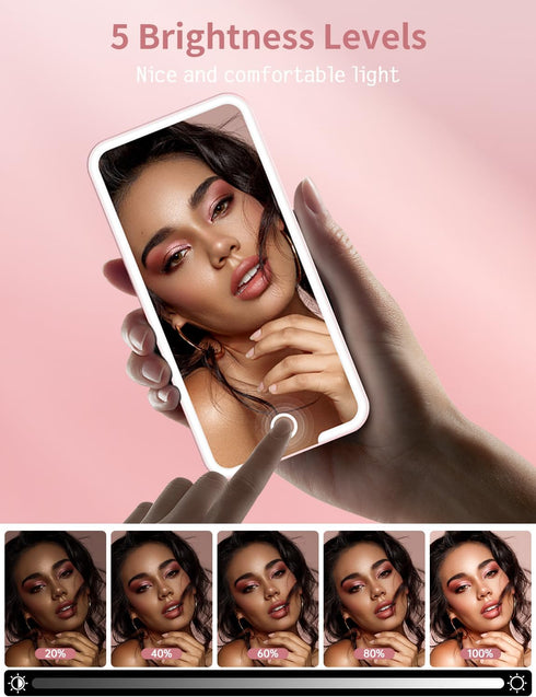 Spinosa Travel Lighted Makeup Mirror 1x 5X Magnification Double Sided, Make up Mirror with LED Lights, Light up Pocket Mirror Rechargeable, Bright...