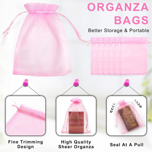 ANZNKU 50 Pack Organza Bags 4 x 6 inch Premium Sheer Drawstring Organza Bags for Candy Jewelry Party Wedding Christmas Favor Gift Bag (Pink)...
