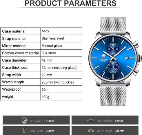 GOLDEN HOUR Mens Watch Fashion Sleek Minimalist Quartz Analog Mesh Stainless Steel Waterproof Chronograph Watches for Men with Auto Date...
