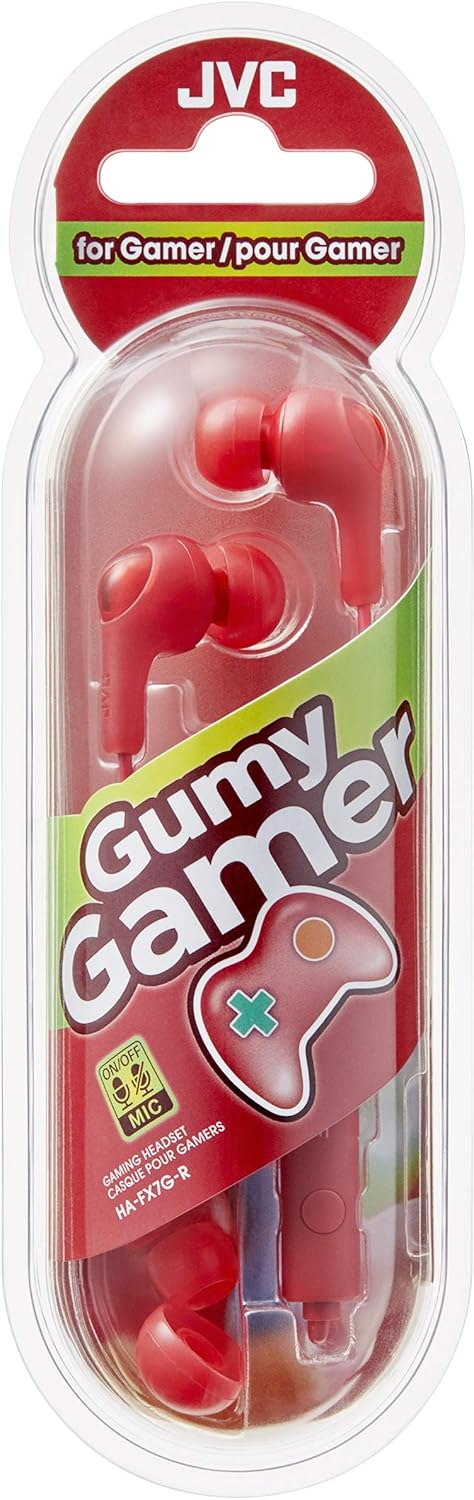 JVC Gumy Gamer, in Ear Earbud Headphones with Mic, Remote, and Mute Switch for Gaming and Chatting, Powerful Sound, Comfortable and Secure Fit, Si...